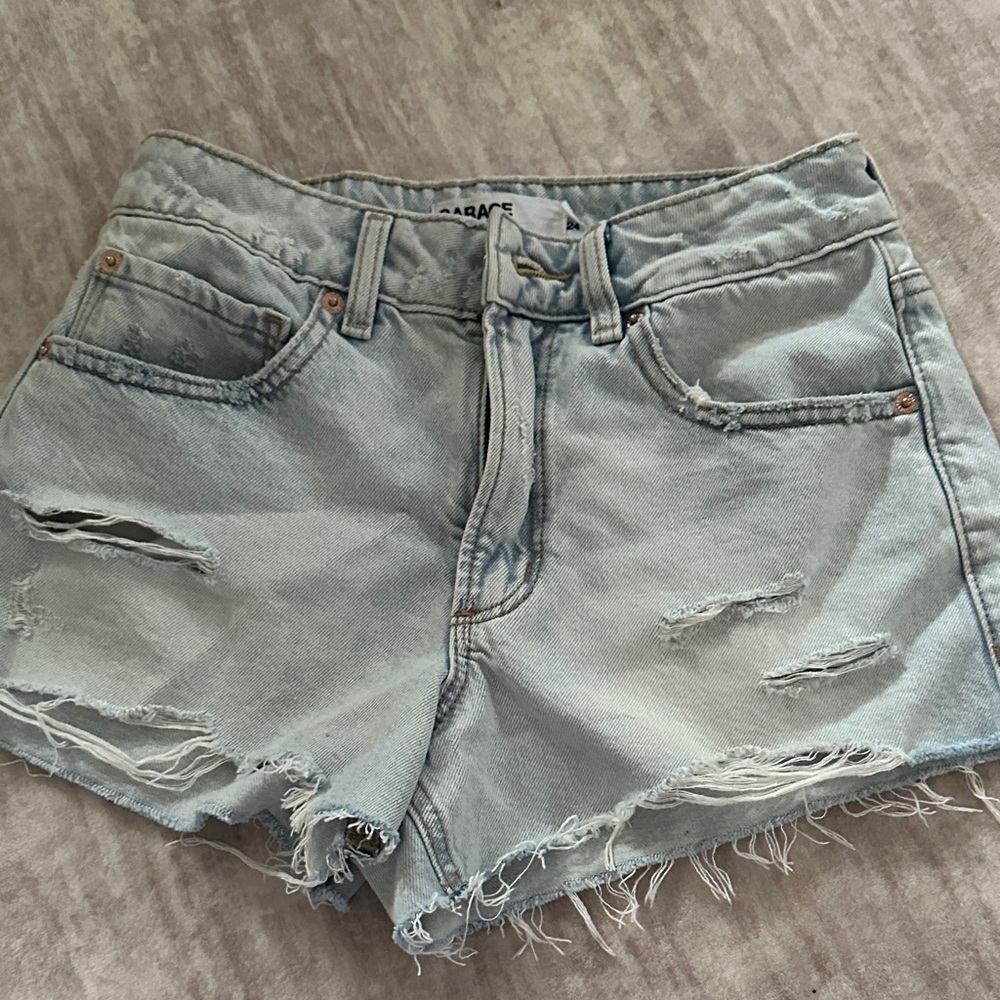 Garage Light Blue Distressed Denim Shorts